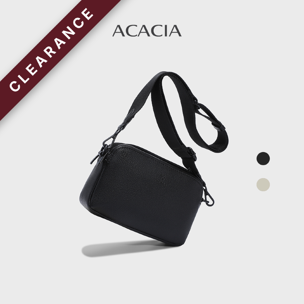 ACACIA Moss - กระเป๋าสะพายข้างขนาดเล็ก Unisex, ช่องซิปคู่, หนัง PU พรีเมียม