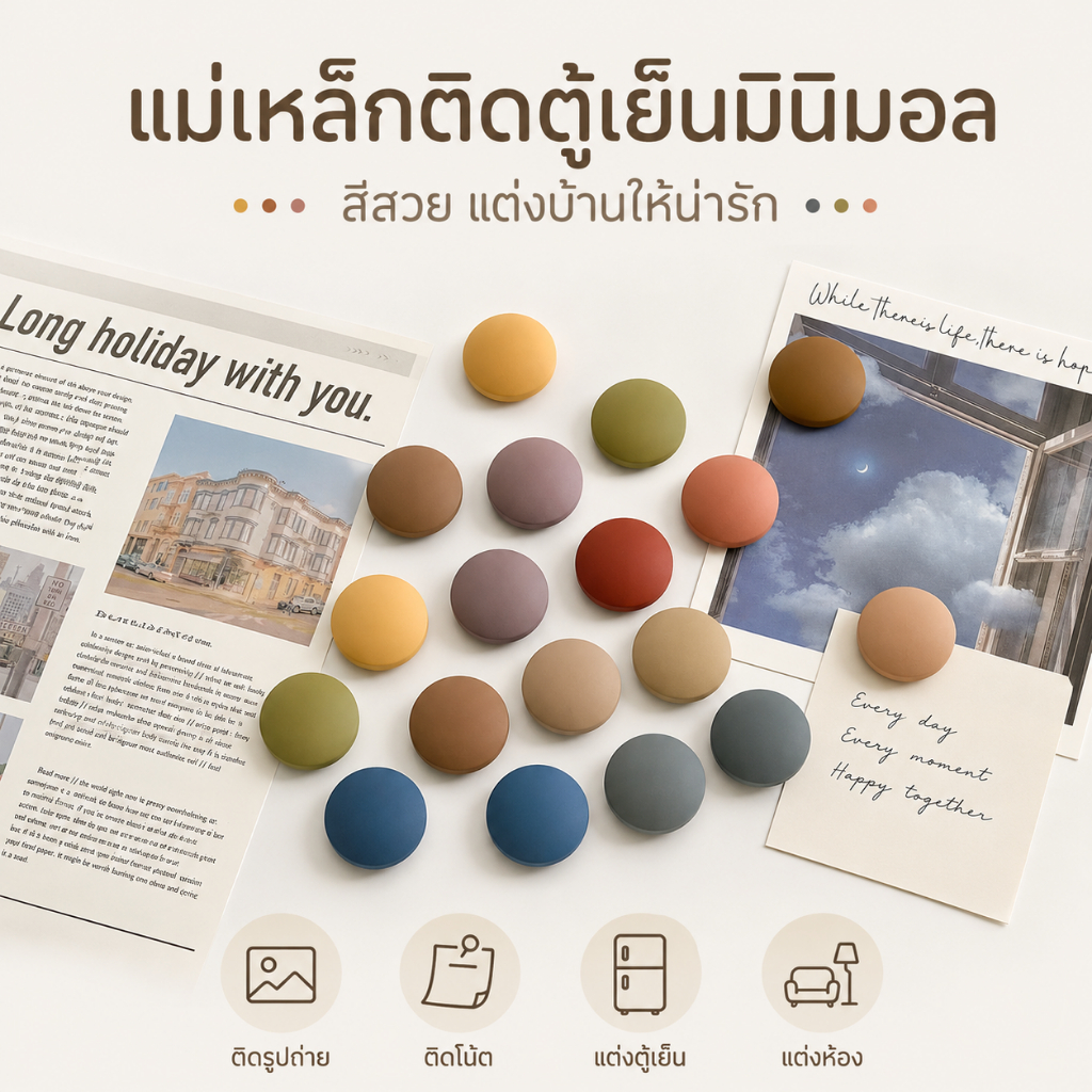 Minimalist รอบแม่เหล็กติดตู้เย็น Soft Matte Morandi สีสไตล์เกาหลีตกแต่งสําหรับห้องครัว Home Office