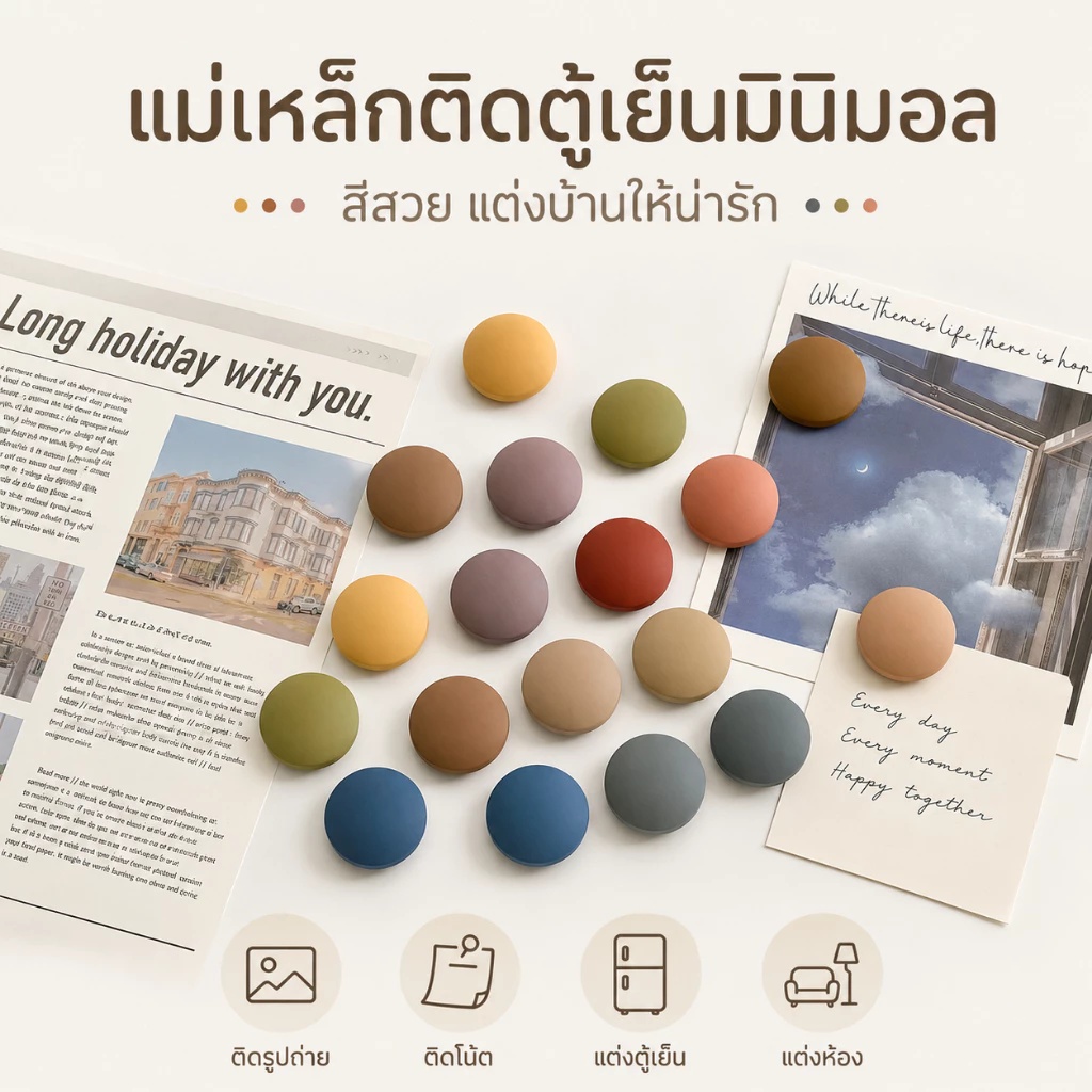 Minimalist รอบแม่เหล็กติดตู้เย็น Soft Matte Morandi สีสไตล์เกาหลีตกแต่งสําหรับห้องครัว Home Office