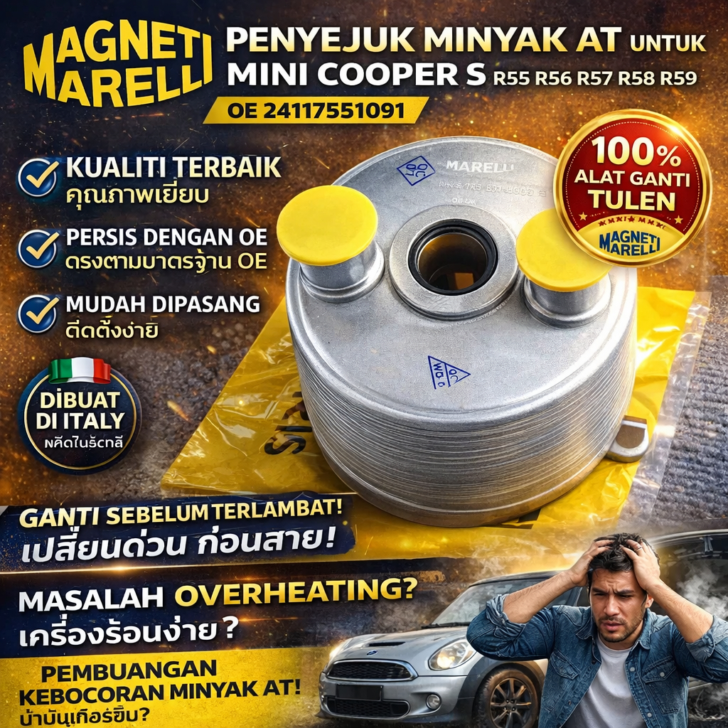 MAGNETI MARELLI AT OIL COOLER สําหรับ MINI COOPER S R55 R56 R57 R58 R59 OE 24117551091