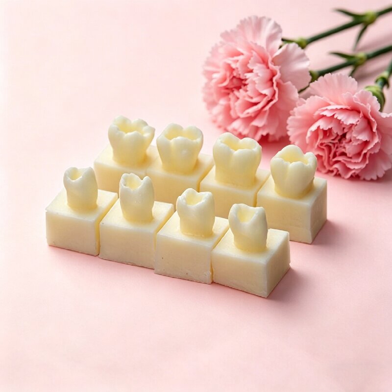 แบบจำลองฟันฝากรวม 8 ชิ้น/ถุง แบบจำลองฟันฝากรวมด้วยเรซิน รูปร่างฟัน อนุภาคฟันเรซิน แบบจำลองฝึกการอุดฟัน