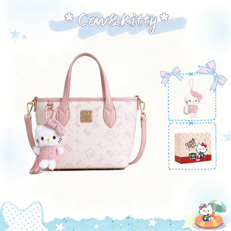กระเป๋าโททมินิ Cow&Kitty Pink Tote Bag กระเป๋าตังค์ ผู้หญิง Ladies Handbag Daily Casual Handbag