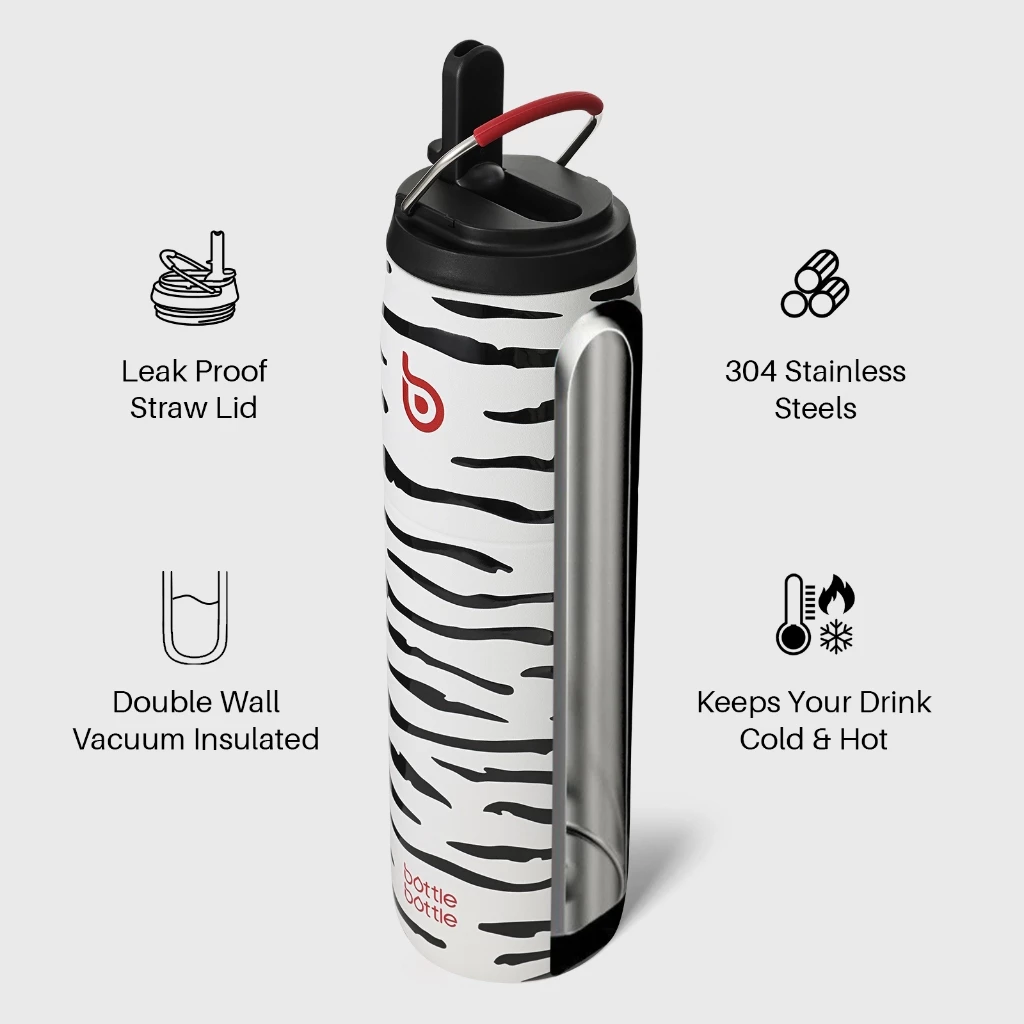 BOTTLE BOTTLE ขวดน้ํา 900ml สแตนเลสเก็บความเย็นถ้วยเก็บอุณหภูมิแบบพกพากระติกเก็บความเย็นสูญญากาศมีหลอดในตัว ใช้สําหรับการออกกํลังกายกีฬากลางแจ้ง thumbnail 4