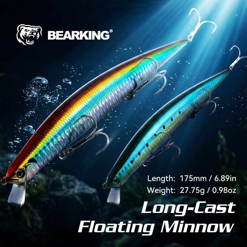 BEARKING 175mm 27.7g professional คุณภาพเหยื่อตกปลาเหยื่อแข็ง flavoting บางคุณภาพโยกเยกปลาซิวเหยื่อเทียมรอก