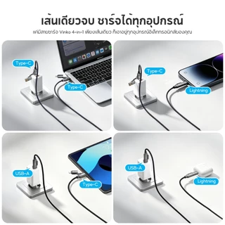 [New] VINKO N1002 240W สายชาร์จ Type-C to Type-C/L Cable/ USB สาย for iPhone 17 Pro/Samsung/Laptop