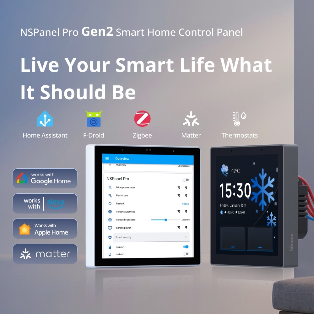 SONOFF NSPanel Pro Gen2 แผงควบคุมบ้านอัจฉริยะ NSPanel86PB-Relay Dual Channel Relay 86 ประเภท Matter Builtin Zigbee 3.0 Gateway