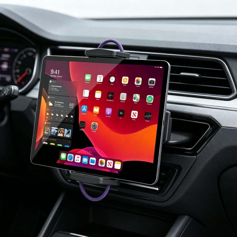 APPS2Car iPad ผู้ถือแท็บเล็ตที่วางโทรศัพท์สําหรับรถยนต์ CD Slot 2-in-1 Universal 4.7-13 "สําหรับ iPad Pro 12.9 "13 "Air Mini, iPhone, Galaxy Z พับ