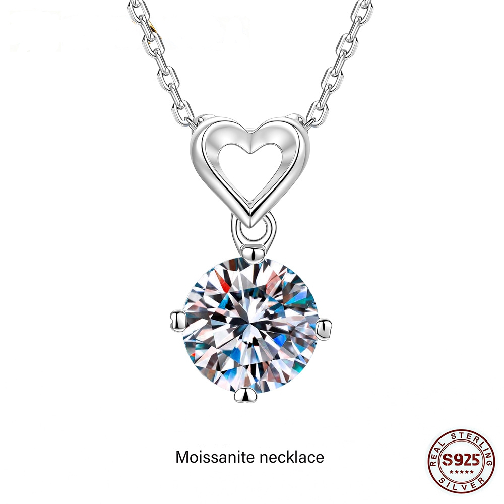 จริง 1ct-2ct Moissanite จี้สร้อยคอ Bring GRA ใบรับรอง S925 เงินสเตอร์ลิงสําหรับผู้หญิง