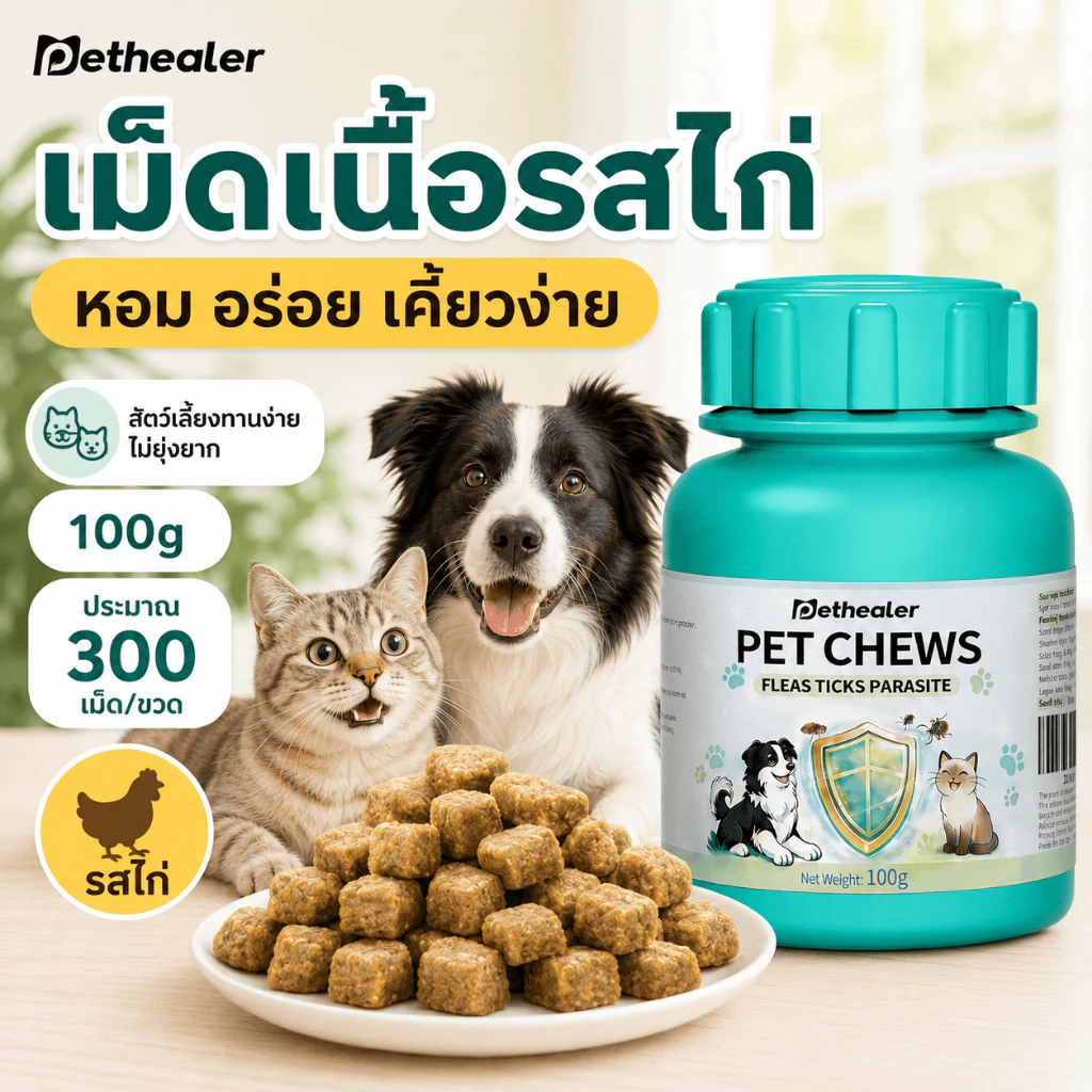 Pethealer ขนมเนื้อไก่สุนัขและแมว เคี้ยวง่าย ดูแลสุขภาพลำไส้ thumbnail 5