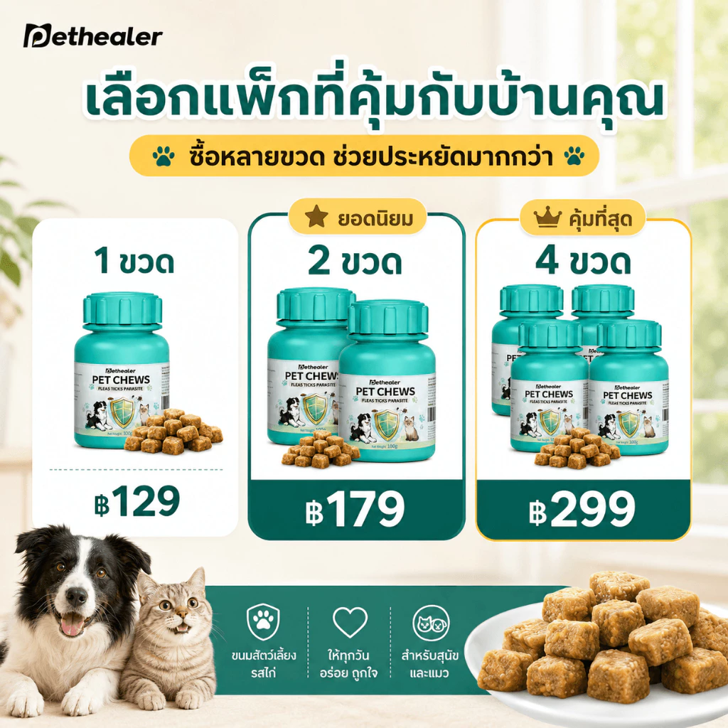 Pethealer ขนมเนื้อไก่สุนัขและแมว เคี้ยวง่าย ดูแลสุขภาพลำไส้ thumbnail 7