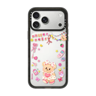 สําหรับ iPhone 17 16 15 14 13 Pro Max Plus Heart Butter Bear สติกเกอร์อะคริลิค Hard PC ฝาหลังกรณี