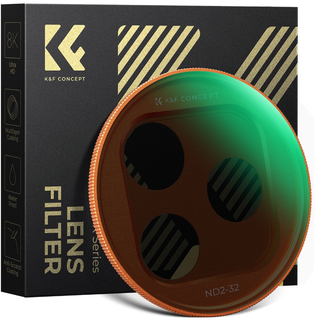 K&F Concept Variable ND2-ND32 (1-5 Stop) Filter พร้อมอะแดปเตอร์, สําหรับ iPhone17/ 16/15/14 Pro/Pro 