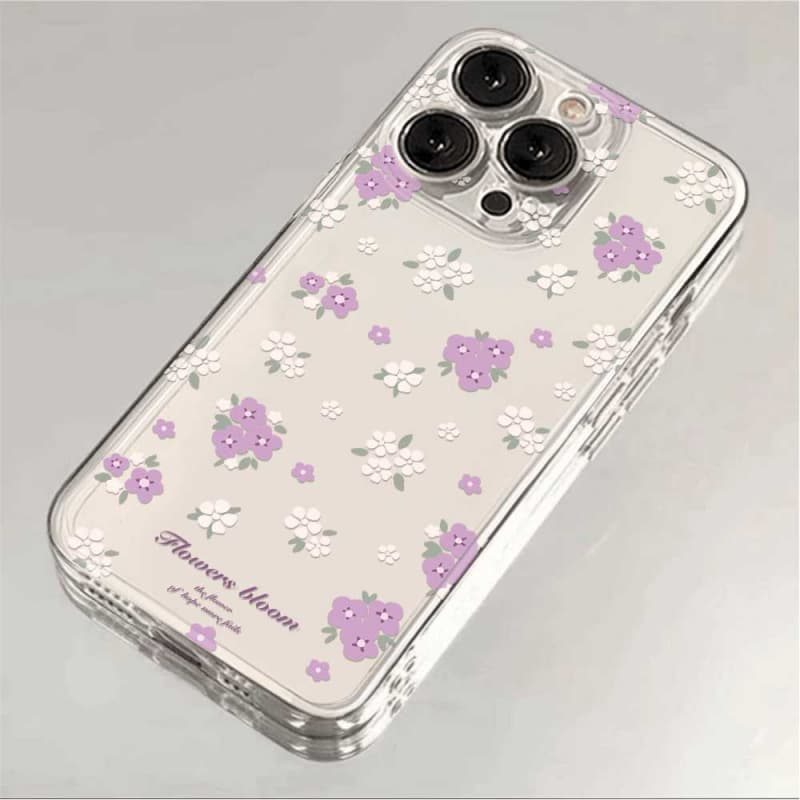 สําหรับOPPO A6X A6 A5 5G A5i A3 A3X A5 PRO A3 PRO A38 A79 A58 A18 A57 2022 A17 A95 สวยสีม่วงดอกไม้เล็กๆกันกระแทกIMDเคสโทรศัพท์