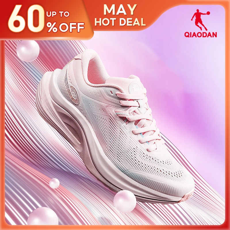 Qiaodan WIDE รองเท้าวิ่งผู้หญิงเท้ากว้างการดูดซึม Shock Breathable นุ่มน้ําหนักเบา QDB022252292