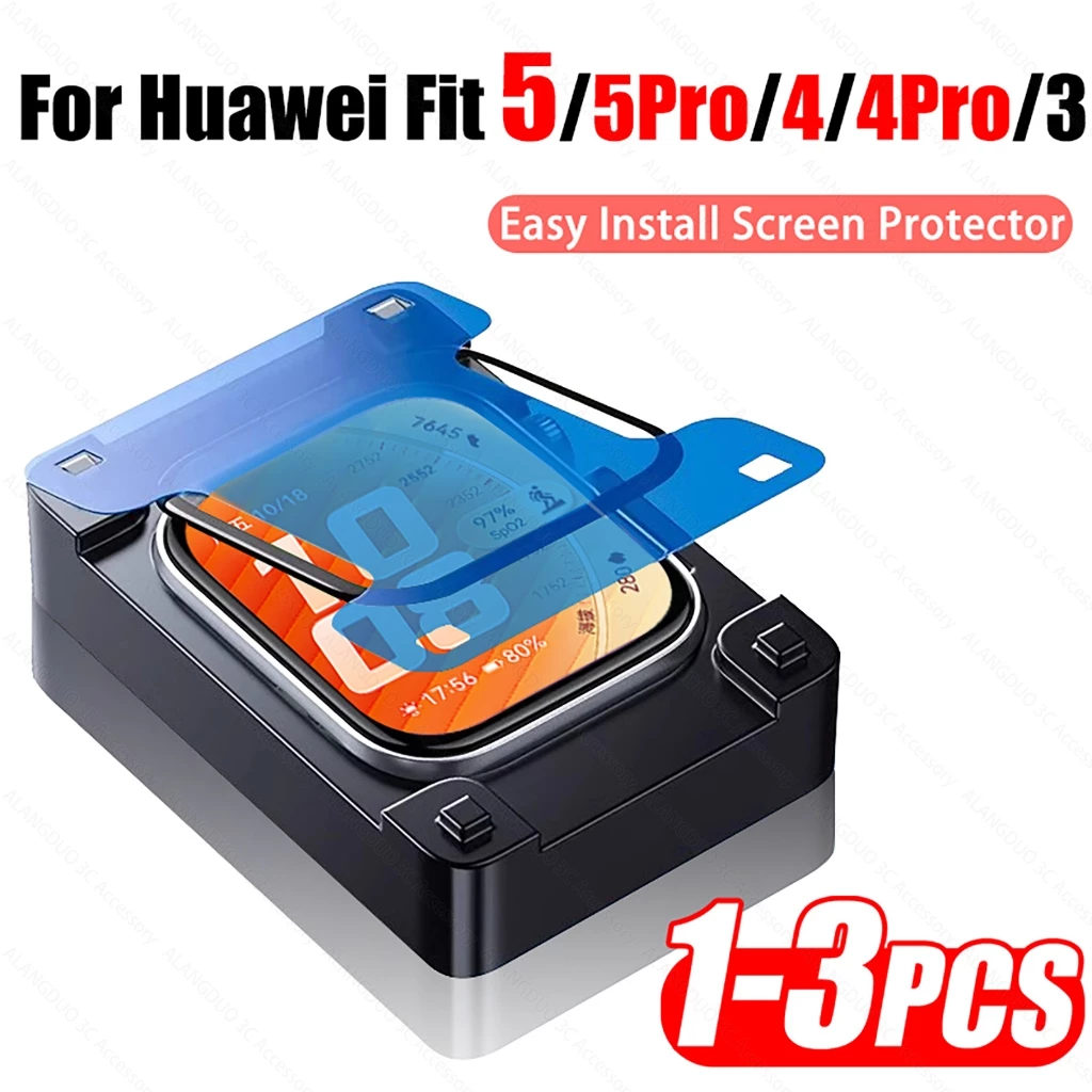 Huawei นาฬิกา Fit 5 5Pro 4 4Pro 3 ป้องกันหน้าจอติดตั้งง่าย 3D ฟิล์มสําหรับ Huawei สมาร์ท Warch Fit3 Fit4 Fit5 Pro ScratchProof สติกเกอร์ป้องกันอุปกรณ์เสริมไม่แก้ว