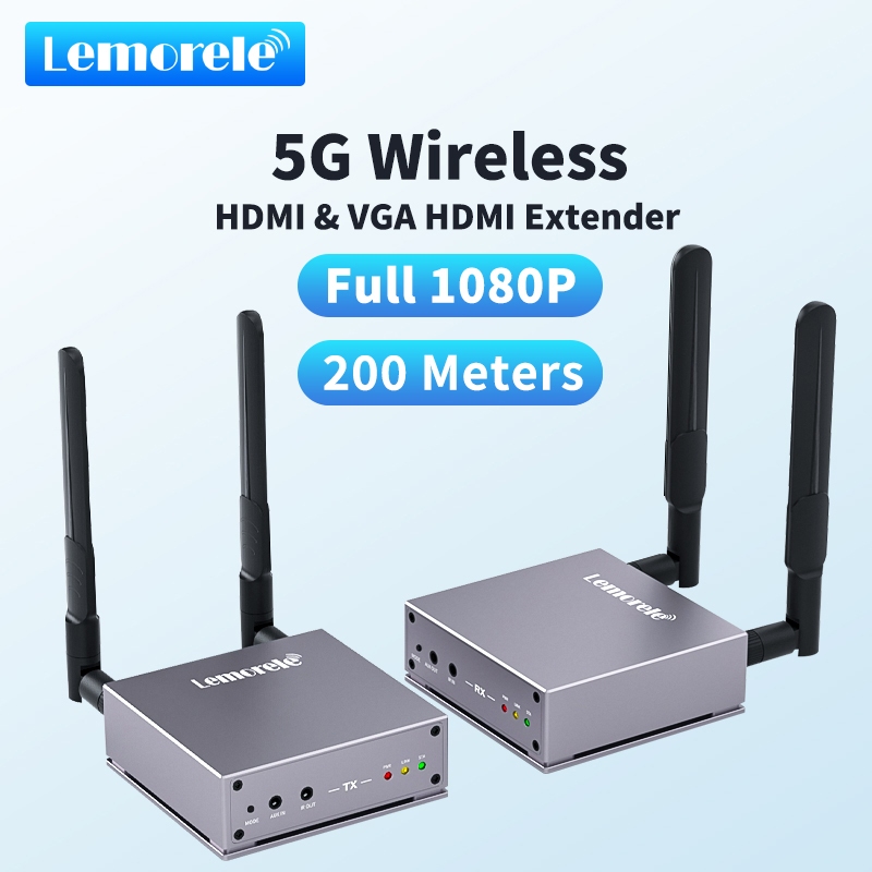 Lemorele R15 อุปกรณ์แชร์หน้าจอไร้สาย เชื่อมต่อ WiFi เครื่องส่งสัญญาณและตัวรับสัญญาณ HDMI รองรับส่วนขยายหลายหน้าจอ