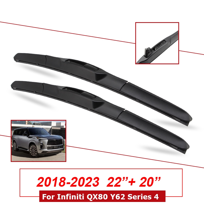 22" + 20 "สําหรับ Infiniti QX80 Y62 Series 4 2018-2023 ใบปัดน้ําฝนรถยนต์ด้านหน้ากระจกหน้ารถ Wipers