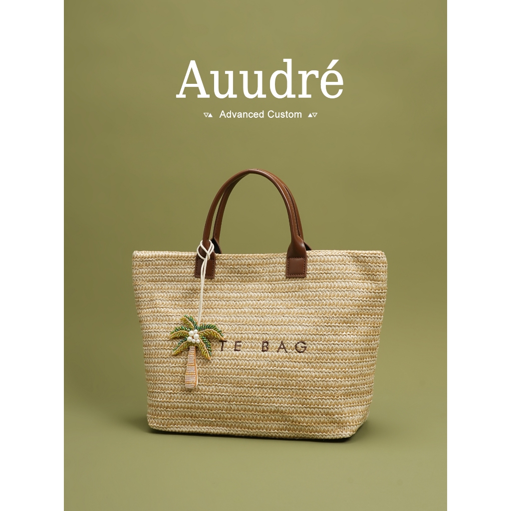 Auure ทอฟางทอกระเป๋าถือความจุขนาดใหญ่กระเป๋าชายหาดหญิง