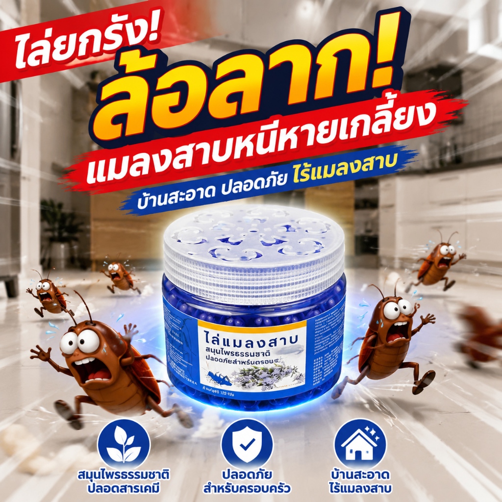 เปิดฝา แมลงสาบหนีหมด! เจลหอมไล่แมลงสาบ สูตรเยอรมัน ไล่แมลงสาบ ปลอดภัยไร้สารพิษ ไม่มีแมลงสาบกวนใจ
