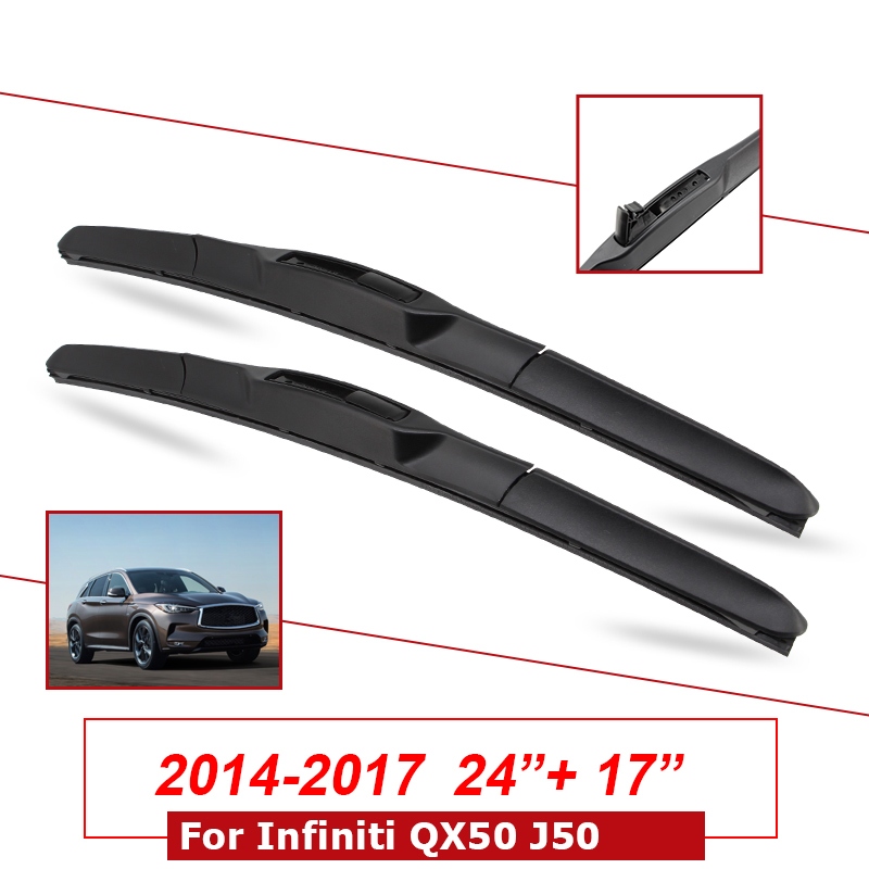24 "+17" สําหรับ Infiniti QX50 J50 2014-2017 ใบปัดน้ําฝนรถยนต์ด้านหน้ากระจกกระจกด้านหน้า Wipers