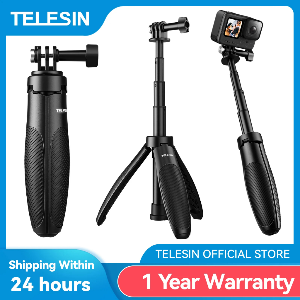 Telesin GoPro / Action 6/5Pro/4/3 Insta360 Mini Selfie Stick Tripod 2.0 รุ่น S1-MNP-01 ขาตั้งกล้องเซลฟี่ขนาดเล็ก ปรับยืดได้