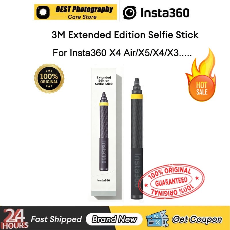 【  กรุงเทพฯ】Original INSTA360 3M/3 เมตร Extended Edition Selfie Stick คาร์บอนไฟเบอร์สําหรับ INSTA360 X4 Air/GO Ultra/X5/X4,X3,Go 3s/Go 3,ONE RS,ONE X2 – โปรปัง