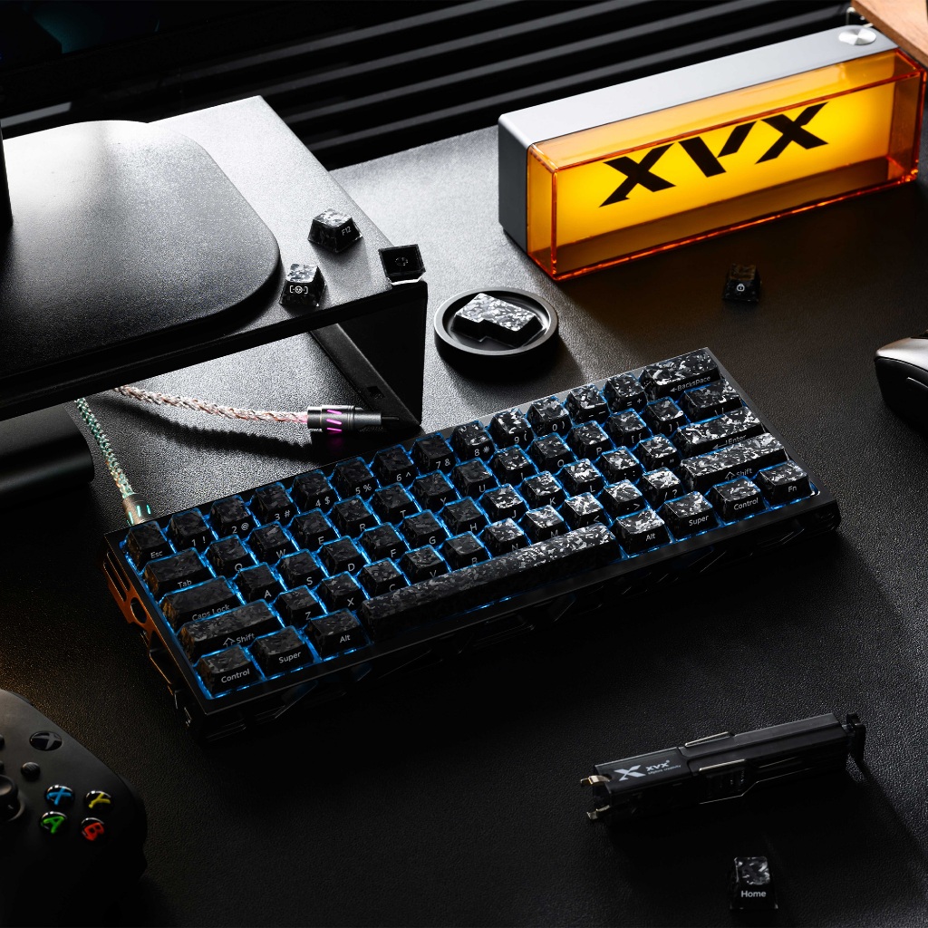 XVX คาร์บอนไฟเบอร์คริสตัล Jelly Keycaps สีดํา PBT + PC รูปที่ 5