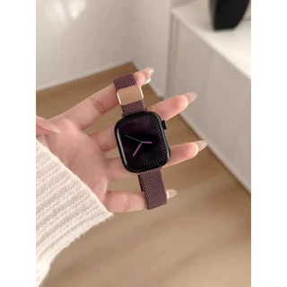 หัวเข็มขัดแม่เหล็กไนลอนความยืดหยุ่นสําหรับ Apple Watch band ผู้หญิง Slim สร้อยข้อมือ Series 11/10/9/8/7/6/5/4/3/2/1 SE 38/40/41/42/44 มม.45 มม.46 มม.49 มม.