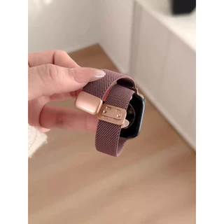 หัวเข็มขัดแม่เหล็กไนลอนความยืดหยุ่นสําหรับ Apple Watch band ผู้หญิง Slim สร้อยข้อมือ Series 11/10/9/8/7/6/5/4/3/2/1 SE 38/40/41/42/44 มม.45 มม.46 มม.49 มม.