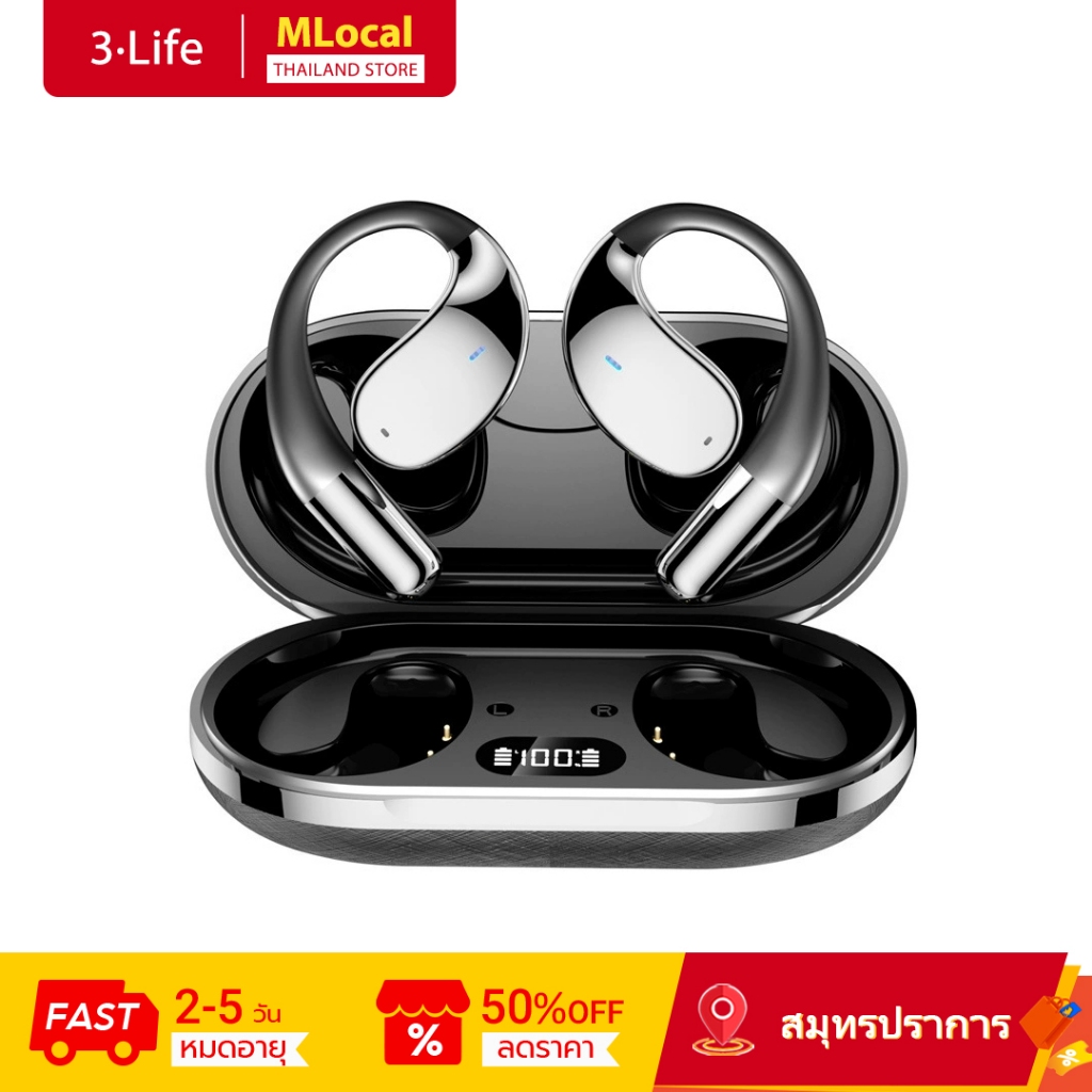 AI Translator Earbuds T1140 ภาษา Real-Time 60Hrs Playback Open-Ear Design Sports/Calls/Commute