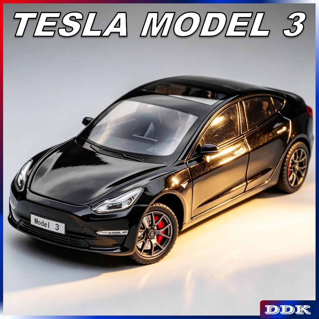 1:24 TESLA MODEL3 Diecast รุ่นของเล่นรถเสียงแสงเด็กเพื่อนเด็กของขวัญวันเกิด