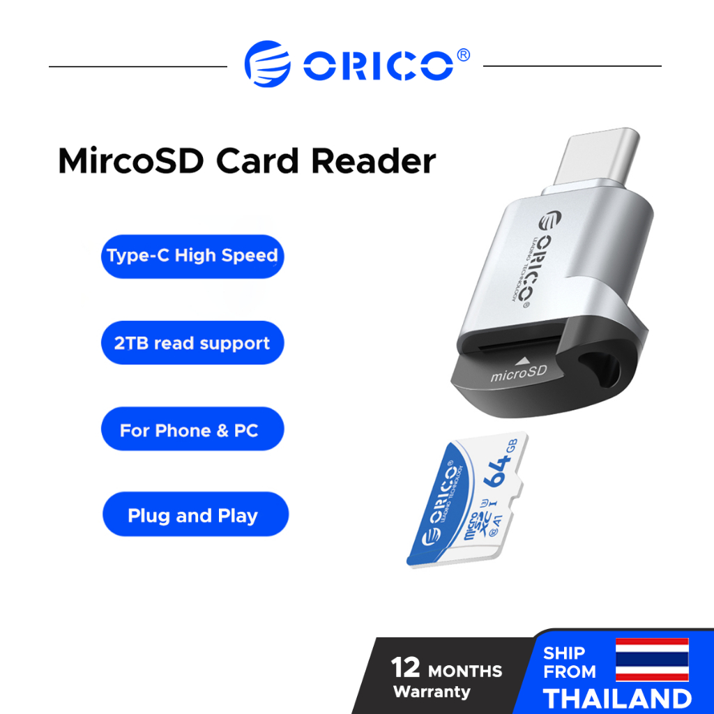 ORICO เครื่องอ่านการ์ด 5Gbps USB3.0 ถึง MicroSD TF Card Reader ใช้กับคอม/โน้ตบุ๊ค (C33)