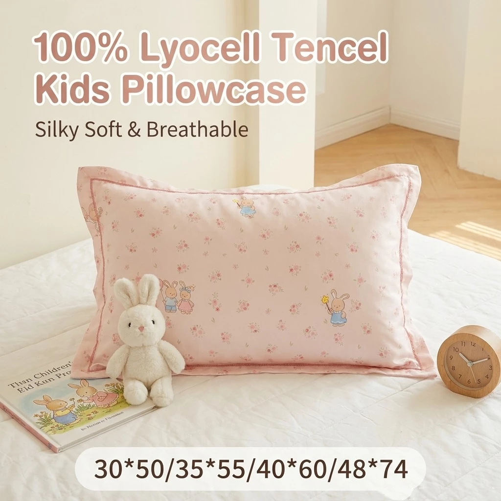 100% Tencel ปลอกหมอน การ์ตูนกระต่าย Silk Cooling pillowcase 30x50 ซม 35x55ซม 40*60 48x74 ซม