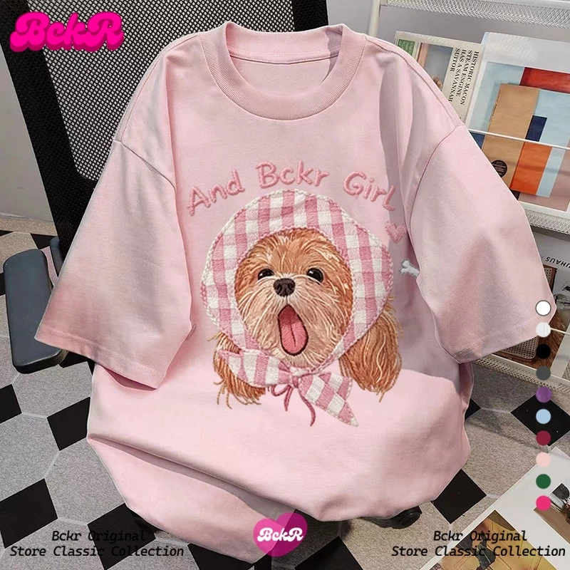 【จัดส่งตลอด 24 ชั่วโมง】🔥BCKR การ์ตูนกราฟฟิตี ชุดหน้าร้อน คอกลม เสื้อ 🐶oversize ผู้หญิง tshirt YG3807