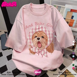 【จัดส่งตลอด 24 ชั่วโมง】🔥BCKR การ์ตูนกราฟฟิตี ชุดหน้าร้อน คอกลม เสื้อ 🐶oversize ผู้หญิง tshirt YG3807