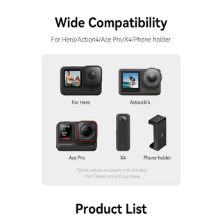 Telesin GoPro / Action 6/5Pro/4/3 Insta360 Mini Selfie Stick Tripod 2.0 รุ่น S1-MNP-01 ขาตั้งกล้องเซลฟี่ขนาดเล็ก ปรับยืดได้
