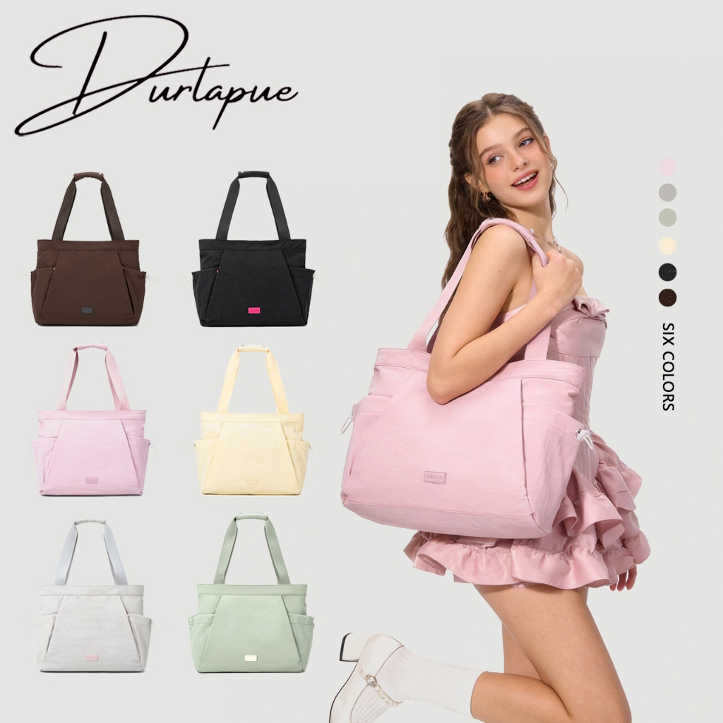 （New Arrival）Durlapue—กระเป๋าโท้ตผ้าใบขนาดใหญ่สำหรับนักเรียน สไตล์เรียบง่าย