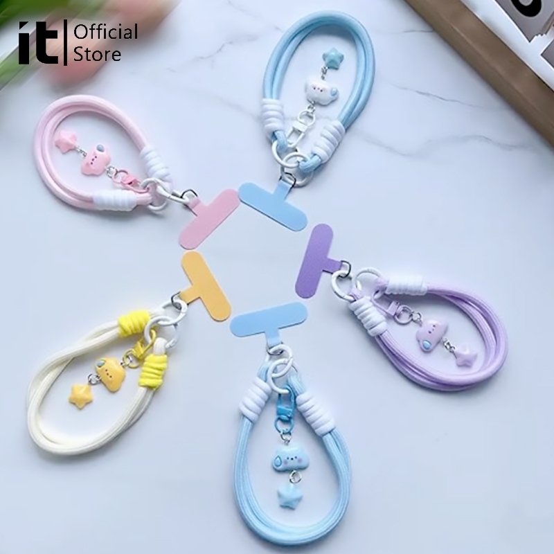 [มัน]เชือกเส้นเล็กโทรศัพท์เมฆดาวน่ารักสายคล้องข้อมือสากลป้องกันการสูญหายเชือกมือแบบพกพาสําหรับเคสโทรศัพท์ทั้งหมด