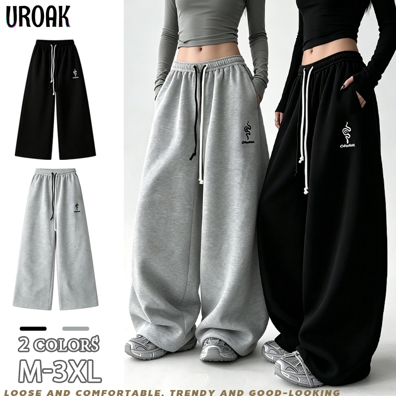💥URAOK💥กางเกงลำลองผู้ชาย  เกงวอมขาปล่อย หลวมอเนกประสงค์   มีเชือก  แฟชั่น M-3XL  จัดส่งจากกรุงเทพ  เทศกาลสาดน้ำ #songkran# สีเทาและสีดำ unisex รูปแบบการปั
