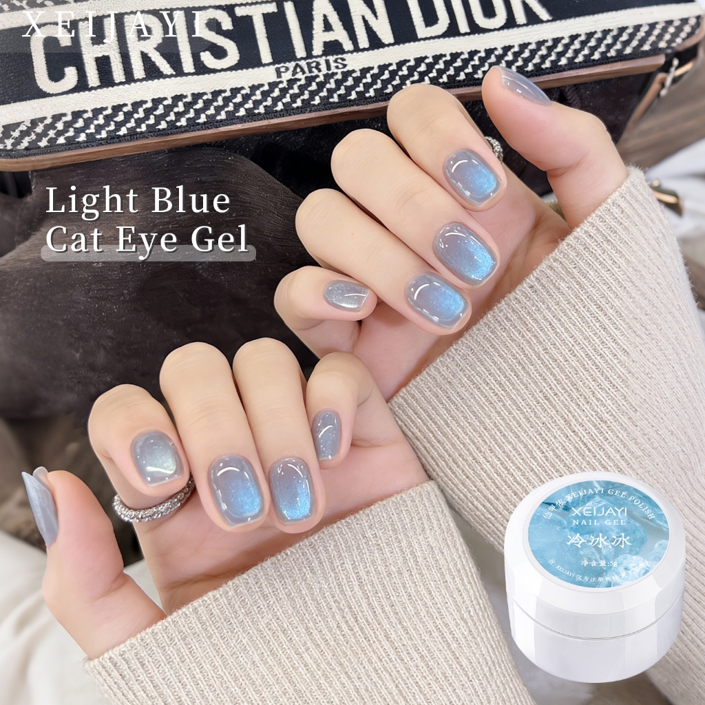 XEIJAYI 5g-รูปแบบใหม่ Cool Tone Light Blue Cat Eye Gel ยาทาเล็บเหมาะสําหรับเล็บ DIY มาก