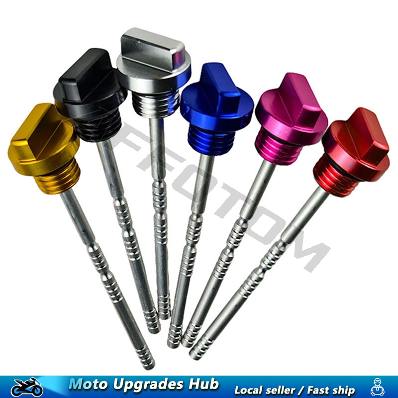 AFFOTOM CNC Aluminium Ngine Oil Tank Dipstick Level Lndicator สําหรับรถจักรยานยนต์ส่วนใหญ่