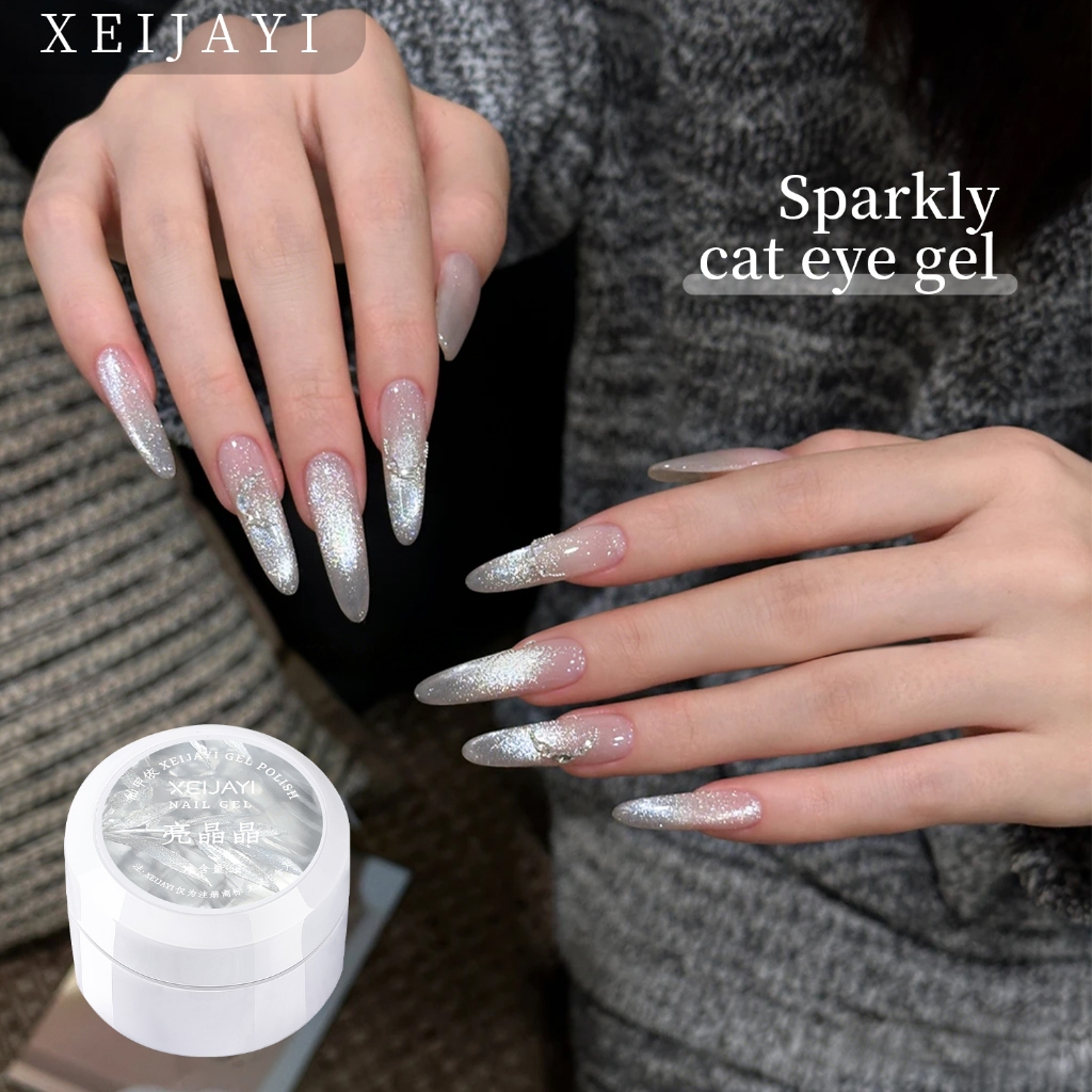 XEIJAYI 5g-Super Bright White Gel Nail Polish พร้อมเอฟเฟกต์ตาแมว เหมาะสําหรับร้านเสริมสวยและของใช้ประจําวัน