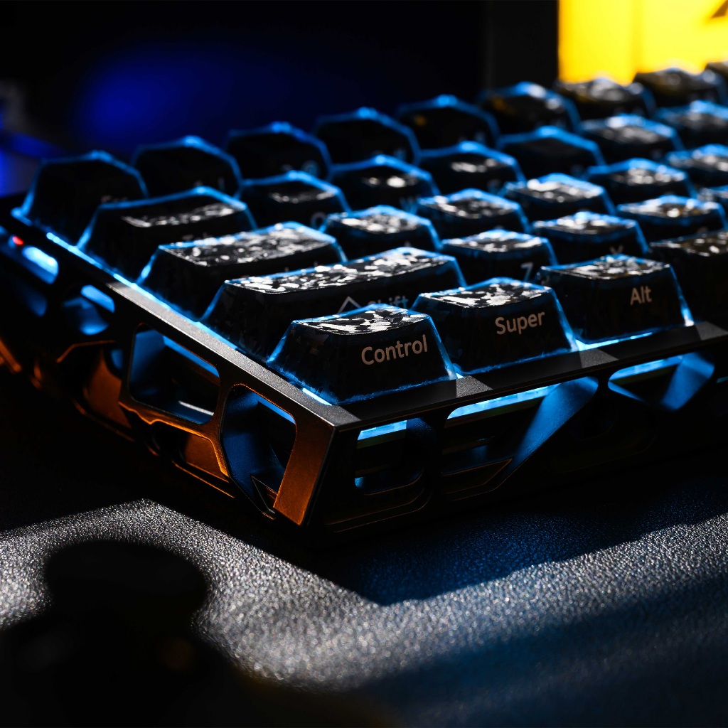 XVX คาร์บอนไฟเบอร์คริสตัล Jelly Keycaps สีดํา PBT + PC รูปที่ 3