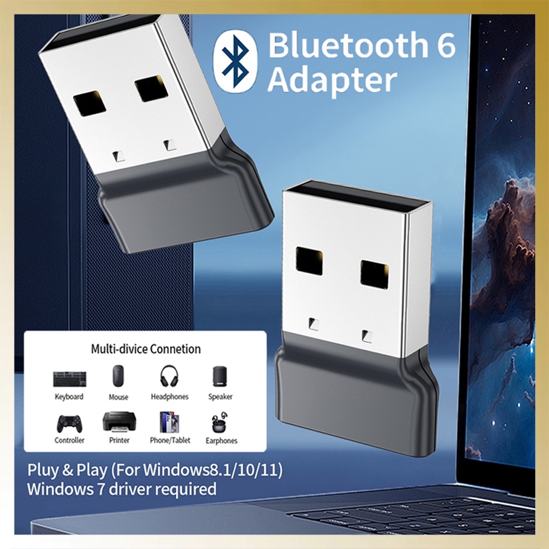 USB Bluetooth 6.0 อะแดปเตอร์ Dongle ตัวรับสัญญาณไร้สายสําหรับลําโพงเมาส์คีย์บอร์ดเพลงเครื่องส่งสัญญาณเสียง