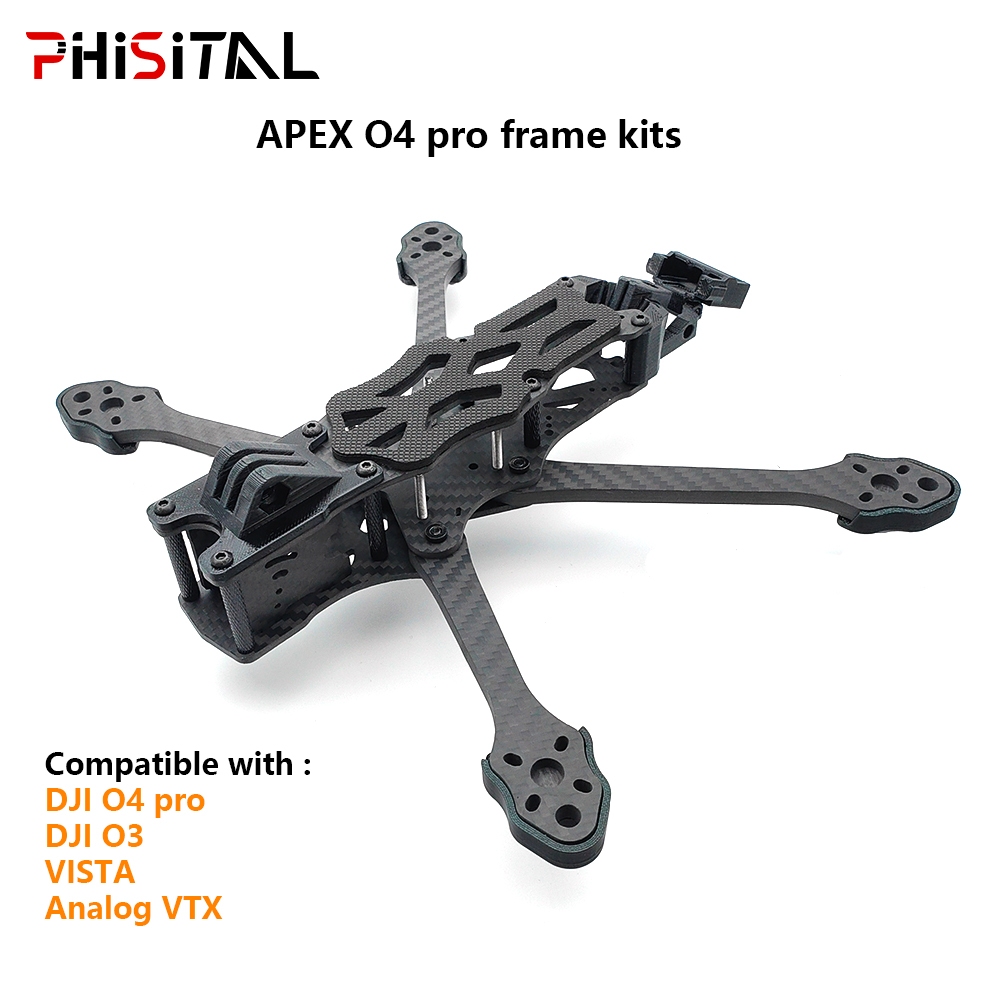APEX O4 pro Frame DC/X 5 นิ้วชุดกรอบ RC รุ่น DIY อะไหล่เข้ากันได้กับ DJI O4 Pro /O3 Air Unit / CADDX vista polar nebula pro / RunCam Link
