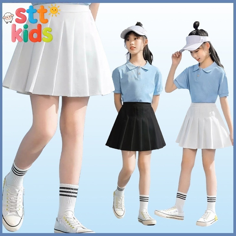 [กรุงเทพฯ จัดส่ง]สีทึบ เจเค กระโปรงจีบสําหรับเด็กสาว 4-12ย กางเกงเซฟตี้ในตัวสไตล์วิชาการกีฬากระโปรงสั้นสําหรับนักเรียน