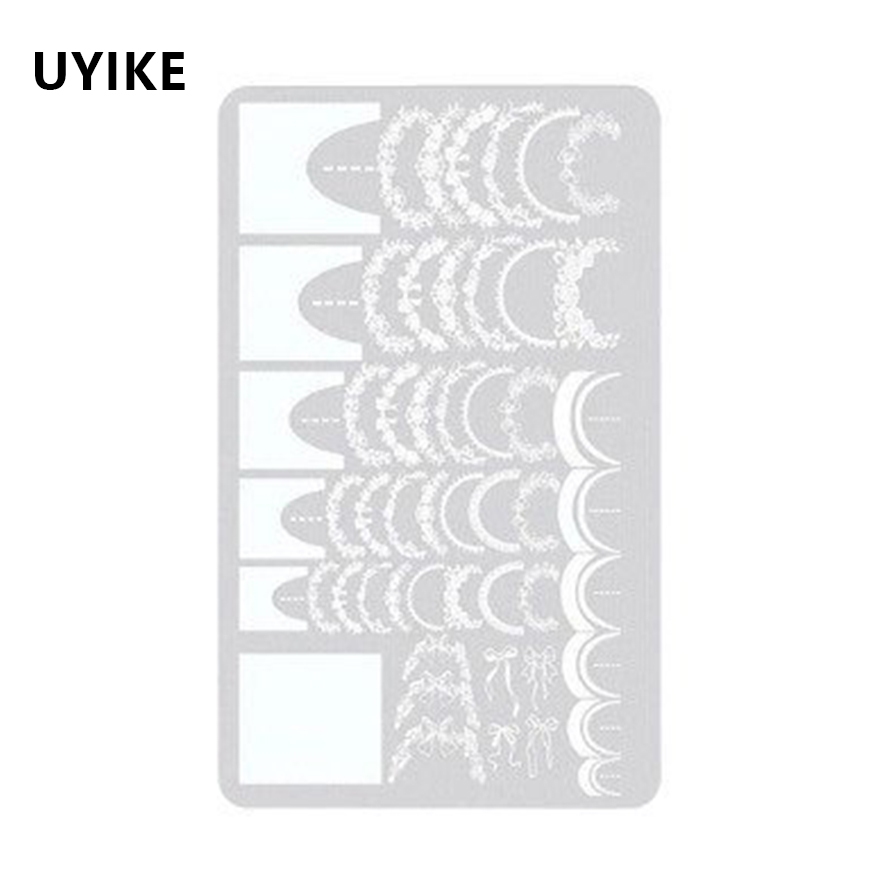 UYIKE Nail Art Stamping แผ่นเหล็กและแม่พิมพ์ - รูปแบบลูกไม้, ผีเสื้อและฝรั่งเศส, แสตมป์ซิลิโคนโอนใสและเครื่องมือแผ่นเหล็ก