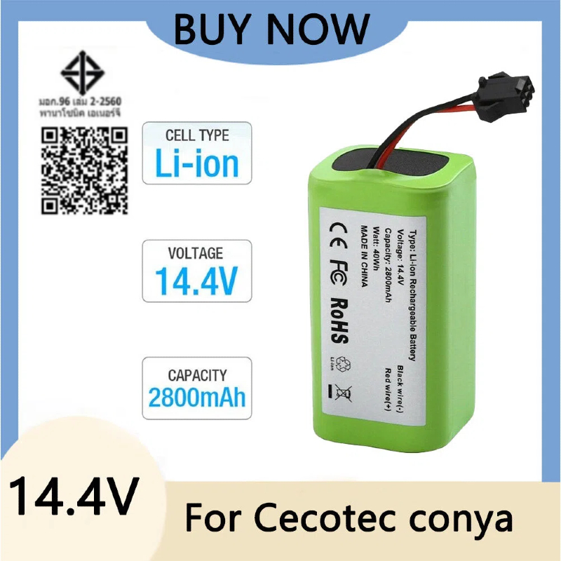 18650 14.4V (เหมาะสําหรับ 14.8V)2800mAh/6800mAh เปลี่ยนแบตเตอรี่สําหรับ Deebot N79S, N79, DN622, Robovac 11, 11S, 11S Max