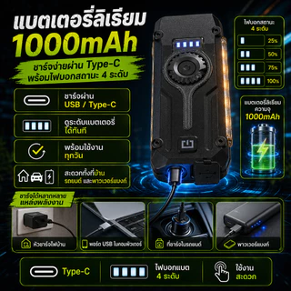 WARSUN DT011 ไฟฉาย LED แม่เหล็กดูด UV ตรวจจับคราบ ไฟ RGB 7 สี สายรัดข้อมือ กันน้ำ Type-C EDC ไฟฉายุกเฉิน ซ่อมรถ