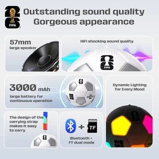 [FIFA Officially Licensed]F26S01 Bluetooth Speaker มาพร้อมสายคล้อง ลำโพงพกพา ใช้งานได้ 8 ชม รองรับการเชื่อมต่อบลูทูธและ TF Card with LED RGB Lighting